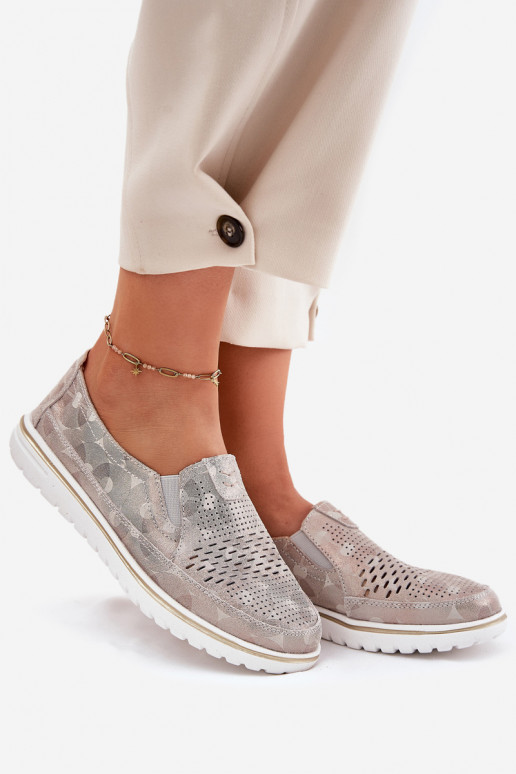 Zapatos de ante de un llamativo modelo en color beige-oro Inez