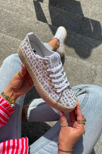 Estampado Zapatos de ocio con una plataforma Con Trenza Lee Cooper LCEN-25-08-3648L Blanco-color dorado