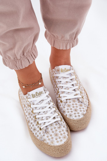 Estampado Zapatos de ocio con una plataforma Con Trenza Lee Cooper LCEN-25-08-3648L Blanco-color dorado 2
