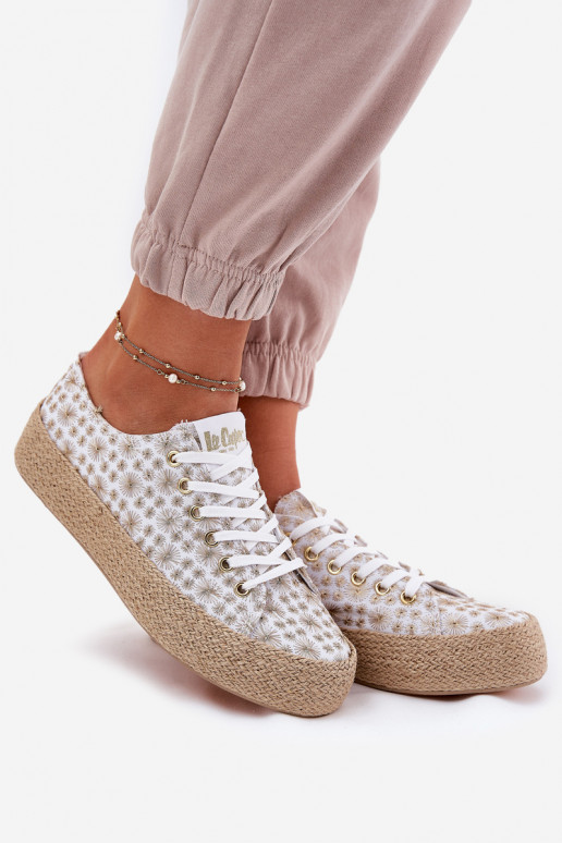 Estampado Zapatos de ocio con una plataforma Con Trenza Lee Cooper LCEN-25-08-3648L Blanco-color dorado Estampado Zapatos de ocio con una plataforma Con Trenza Lee Cooper LCEN-25-08-3648L Blanco-color dorado