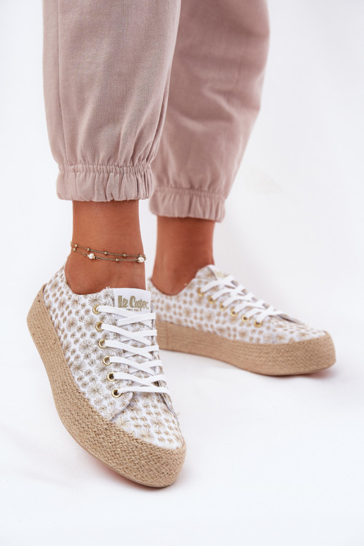 Estampado Zapatos de ocio con una plataforma Con Trenza Lee Cooper LCEN-25-08-3648L Blanco-color dorado Estampado Zapatos de ocio con una plataforma Con Trenza Lee Cooper LCEN-25-08-3648L Blanco-color dorado