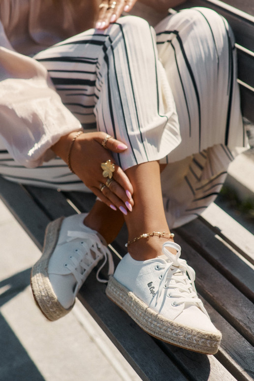 Zapatillas casuales con cordones Lee Cooper LCIN-25-44-3217 color blanco