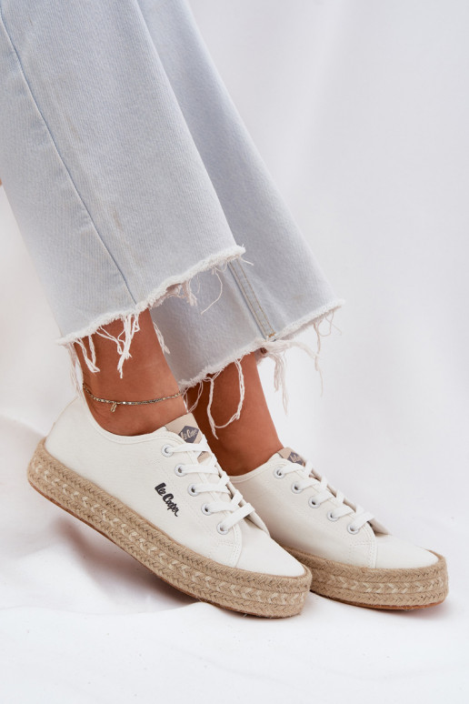 Zapatillas casuales con cordones Lee Cooper LCIN-25-44-3217 color blanco