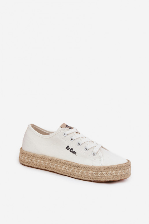 Zapatillas casuales con cordones Lee Cooper LCIN-25-44-3217 color blanco