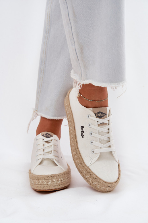 Zapatillas casuales con cordones Lee Cooper LCIN-25-44-3217 color blanco