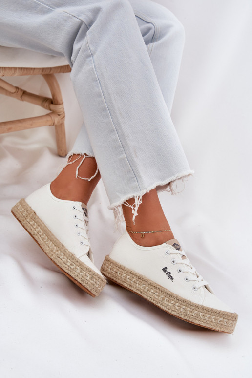 Zapatillas casuales con cordones Lee Cooper LCIN-25-44-3217 color blanco