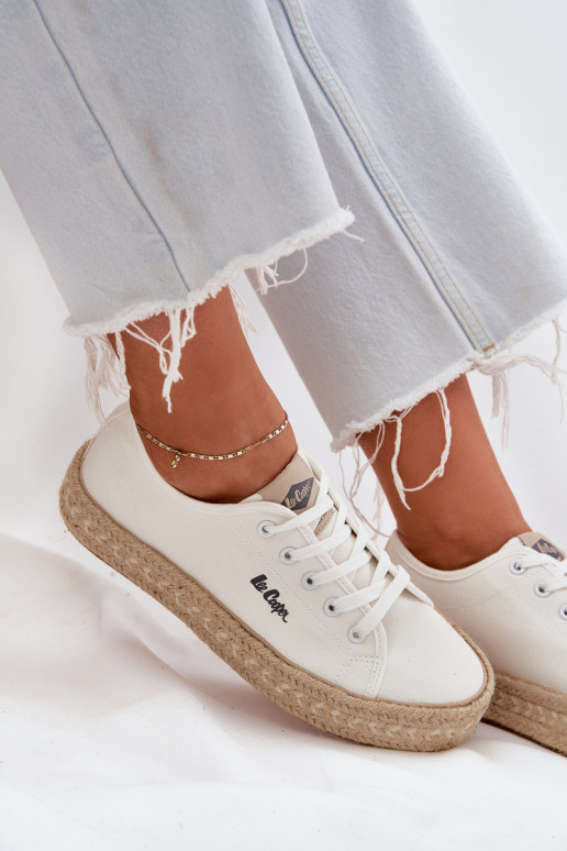 Zapatillas casuales con cordones Lee Cooper LCIN-25-44-3217 color blanco