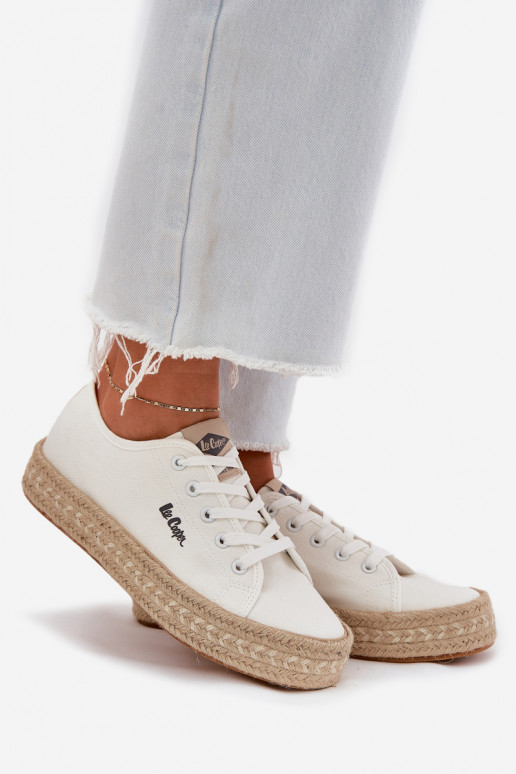 Zapatillas casuales con cordones Lee Cooper LCIN-25-44-3217 color blanco