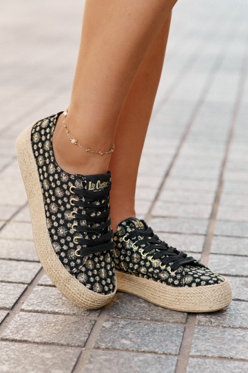 Zapatillas casuales estampadas con plataforma Lee Cooper LCIN-25-08-3647L color negro