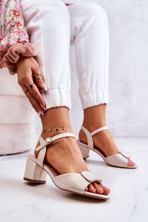Piel Sandalias de tacón beige Lorisa