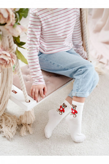 calcetines para niños Juventud osos de peluche color marfil