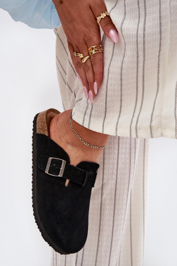 zapatillas de gamuza Zuecos Femenino con hebillas Big Star RR274A384 de color negro 2