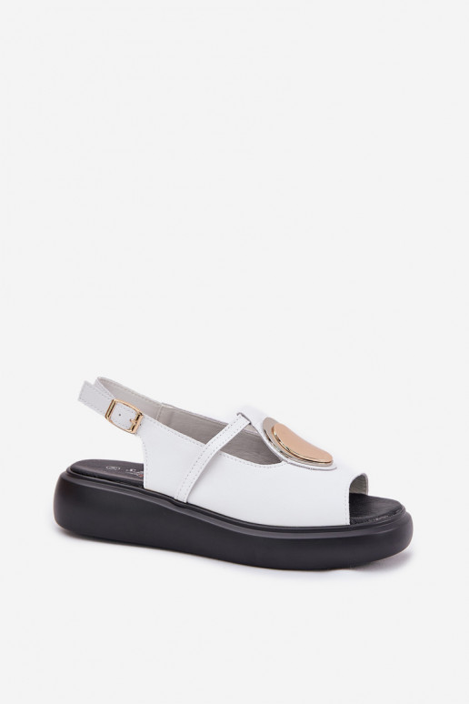 Piel Estilo elegante Sandalias de mujer S.Barski GR51-603 el color blanco