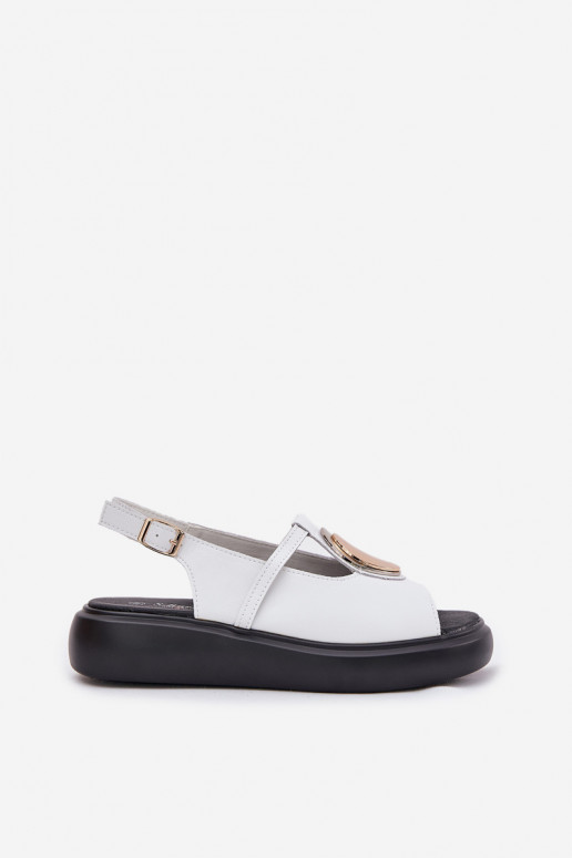 Piel Estilo elegante Sandalias de mujer S.Barski GR51-603 el color blanco