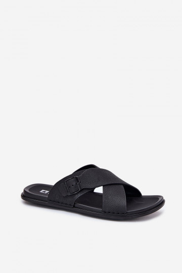Zapatillas de cuero Tiene quesculino con hebillas Big Star RR174076 de color negro