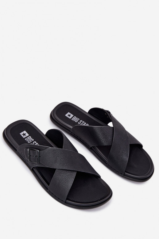 Zapatillas de cuero Tiene quesculino con hebillas Big Star RR174076 de color negro