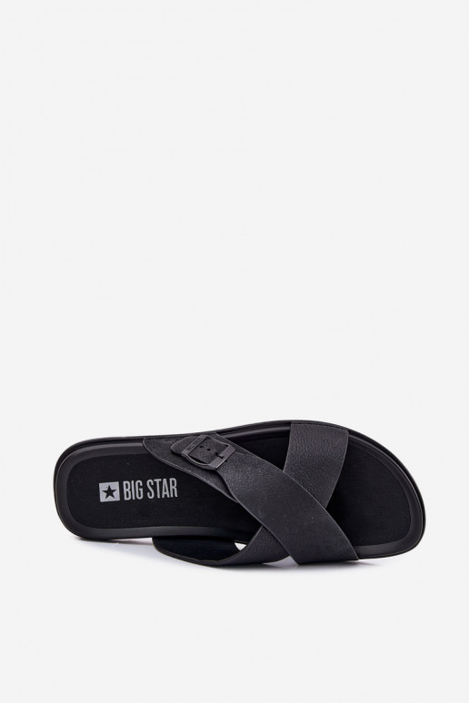 Zapatillas de cuero Tiene quesculino con hebillas Big Star RR174076 de color negro