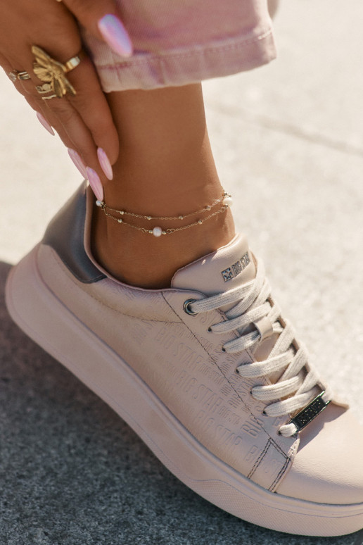 Zapatillas modelo zapatos. Femenino de cuero ecológico Big Star RR274259 beige