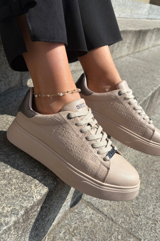 Zapatillas modelo zapatos. Femenino de cuero ecológico Big Star RR274259 beige