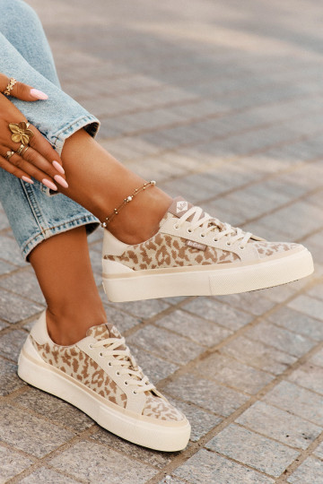 Bajo Zapatos de ocio con estampados de piel de leopardo Lee Cooper LCEN-25-02-3330L beige