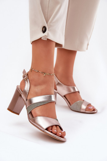 Sandalias de tacón alto para mujer. Sergio Leone SK866 color oro rosa