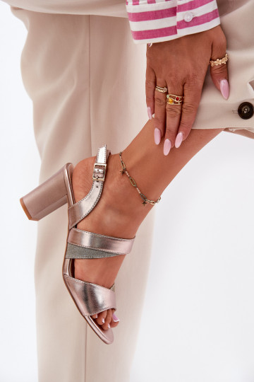 Sandalias de tacón alto para mujer. Sergio Leone SK866 color oro rosa 2