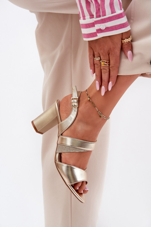 Sandalias de tacón alto para mujer. Sergio Leone SK866 color dorado