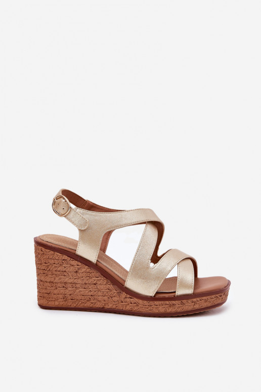 Sandalias de mujer en una cuña Sergio Leone SK223 color dorado