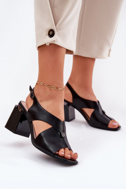 Estilo elegante Sandalias de tacón alto para mujer. Vinceza 62238 de color negro