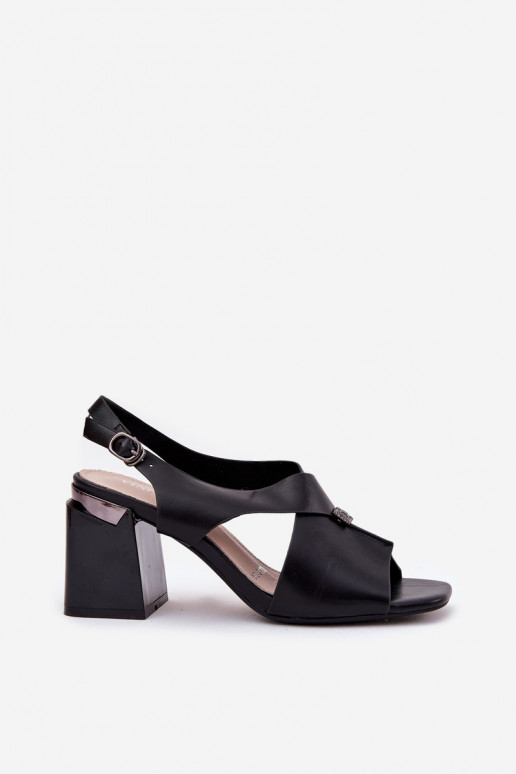 Estilo elegante Sandalias de tacón alto para mujer. Vinceza 62238 de color negro