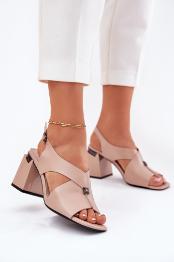 Sandalias de tacón alto de estilo elegante para mujer, Vinceza 62238, color arena