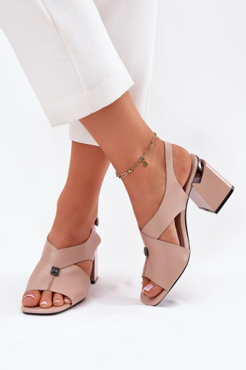 Sandalias de tacón alto de estilo elegante para mujer, Vinceza 62238, color arena 2
