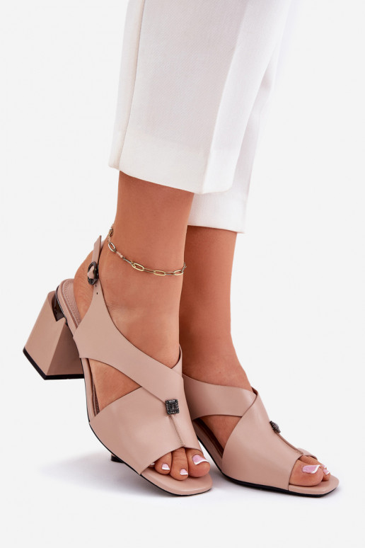 Estilo elegante Sandalias de tacón alto para mujer. Vinceza 62238 beige