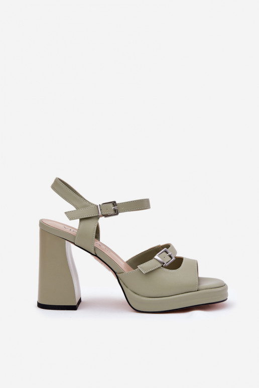 Piel Sandalias de tacón alto para mujer. Vinceza 77110 color verde