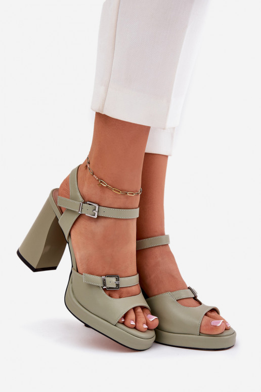 Piel Sandalias de tacón alto para mujer. Vinceza 77110 color verde