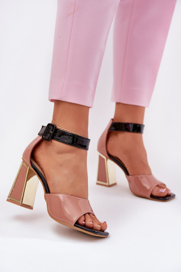 Sandalias lacadas para mujer. con tacones Vinceza 20266 color rosa