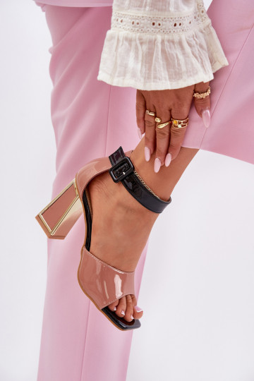 Sandalias lacadas para mujer. con tacones Vinceza 20266 color rosa 2