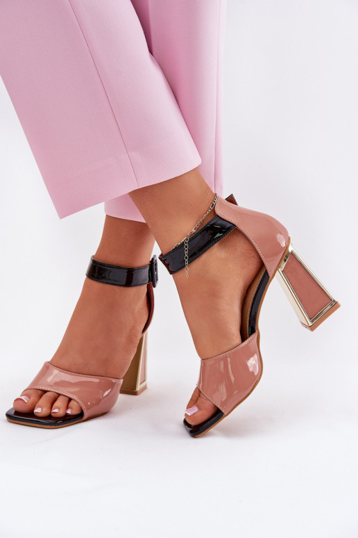 Sandalias lacadas para mujer. con tacones Vinceza 20266 color rosa
