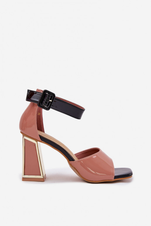 Sandalias lacadas para mujer. con tacones Vinceza 20266 color rosa