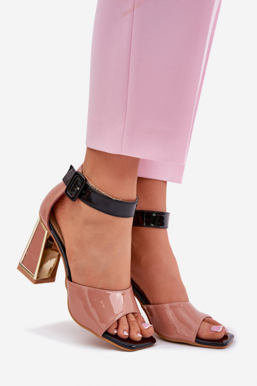 Sandalias lacadas para mujer. con tacones Vinceza 20266 color rosa