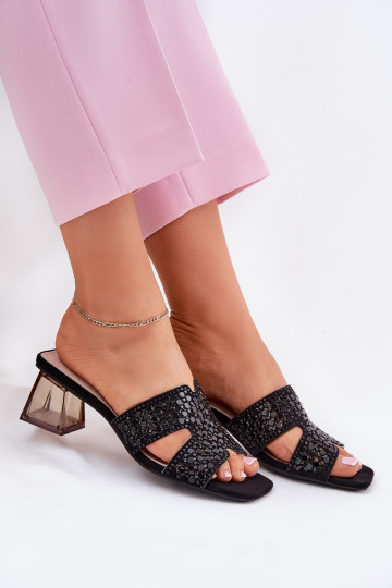 Zapatillas de mujer con tacones, Vinceza 62230, color negro