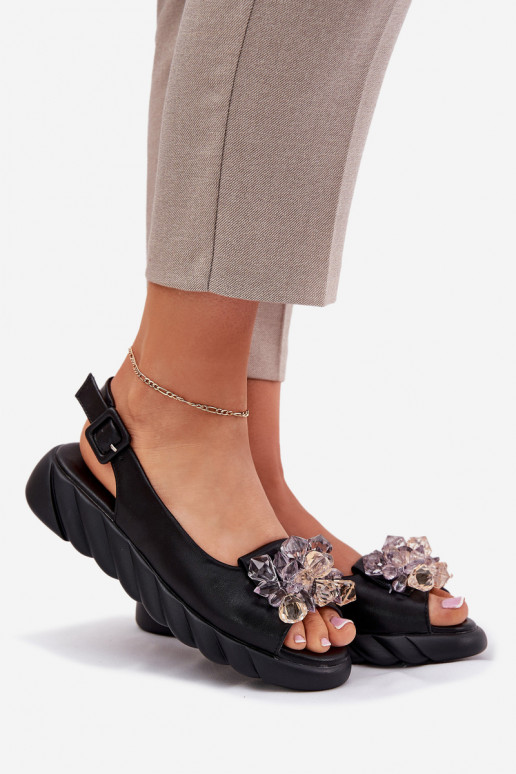 Sandalias de mujer Femenino con ojos brillantes Artiker 54C1628 de color negro