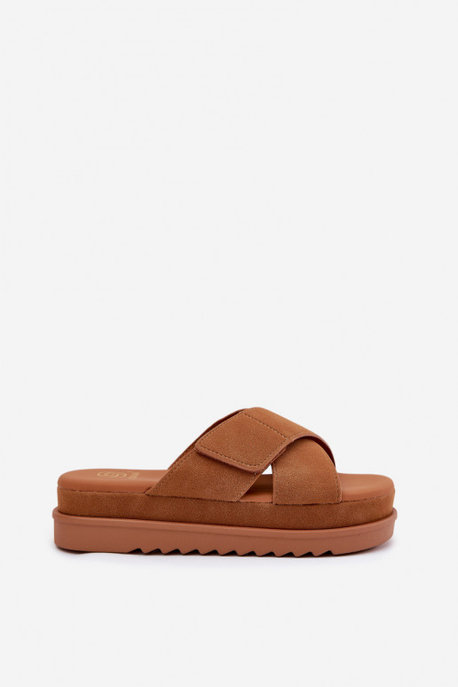 zapatillas de mujer con una plataforma Z Przeplatającymi Się Paskami color marrón Rinasara zapatillas de mujer con una plataforma Z Przeplatającymi Się Paskami color marrón Rinasara