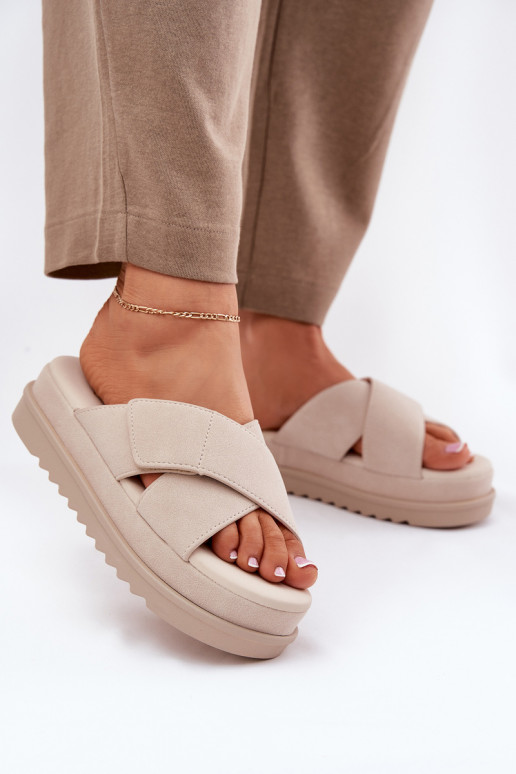 zapatillas de mujer con una plataforma Z Przeplatającymi Się Paskami beige Rinasara zapatillas de mujer con una plataforma Z Przeplatającymi Się Paskami beige Rinasara