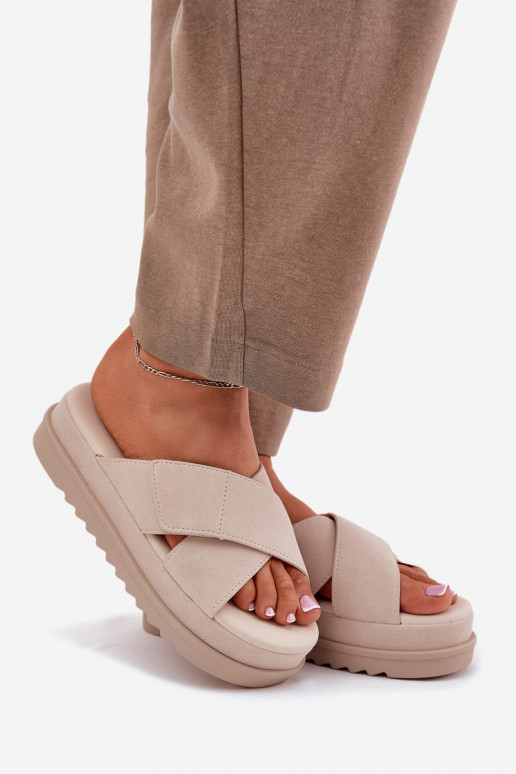 zapatillas de mujer con una plataforma Z Przeplatającymi Się Paskami beige Rinasara zapatillas de mujer con una plataforma Z Przeplatającymi Się Paskami beige Rinasara