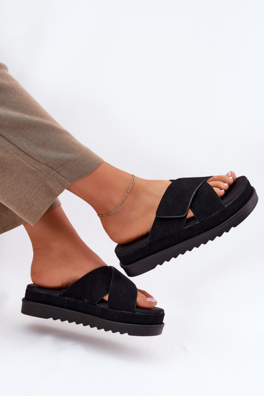 zapatillas de mujer con una plataforma Z Przeplatającymi Się Paskami de color negro Rinasara zapatillas de mujer con una plataforma Z Przeplatającymi Się Paskami de color negro Rinasara
