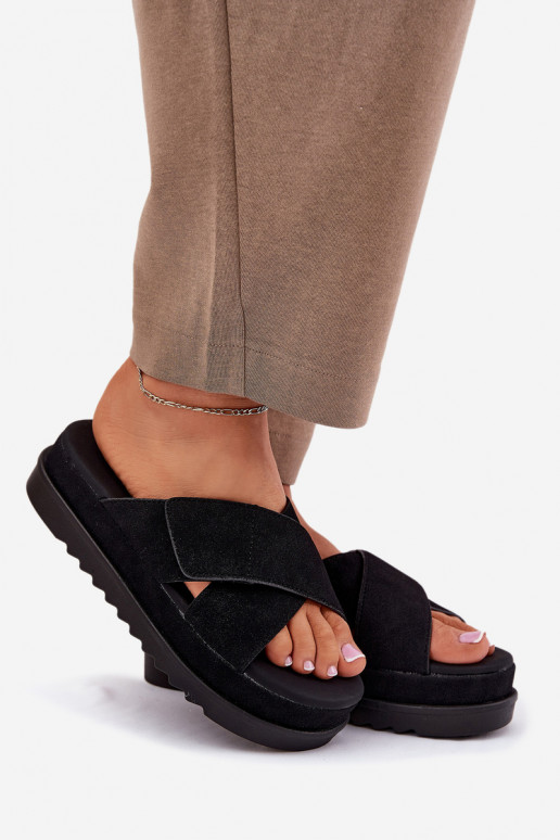 zapatillas de mujer con una plataforma Z Przeplatającymi Się Paskami de color negro Rinasara zapatillas de mujer con una plataforma Z Przeplatającymi Się Paskami de color negro Rinasara