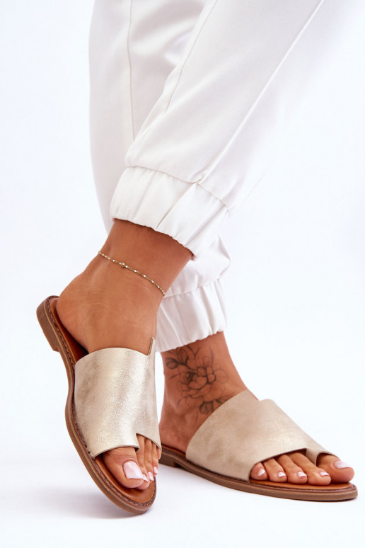 Femenino Zapatillas de cuero Zapatillas Dorado claro Amite Femenino Zapatillas de cuero Zapatillas Dorado claro Amite