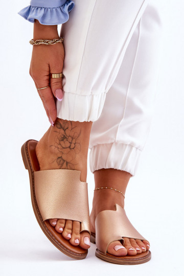 Zapatillas de cuero de mujer, color dorado, "Amite"