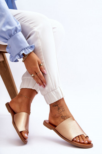 Femenino Zapatillas de cuero Zapatillas color dorado Amite 2